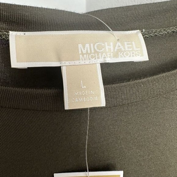 Michael Kors Large Basics Shirt IVY QT35KG2T45 MSRP $79.50 Green Blouse - Picture 5 of 12